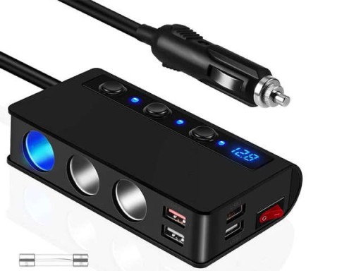 Спліттер трійник зарядний пристрій для автомобіля 4xUSB