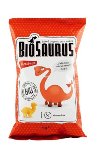 Органічний кетчуп чіпси кукурудзяний 50г Biosaurus