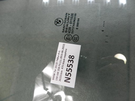 BMW 7 G12 window right rear part 2016
