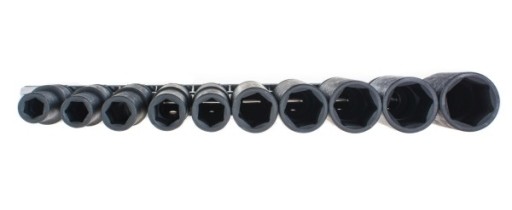 НАБОР ДЛИННЫХ УДАРНЫХ ГОЛОВОК 6-УГЛОВЫХ 1/2, 10 ЭЛЕМЕНТОВ 10-24 ММ