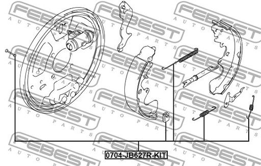 0704-JB627R-KIT - МОНТАЖНЫЙ КОМПЛЕКТ, БАРАБАННЫЕ ТОРМОЗА