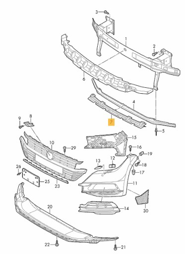 3G8807963 - ПРОТИКОВЗКЕ КРІПЛЕННЯ ПЕРЕДНЬОГО БАМПЕРА VW ARTEON 17-