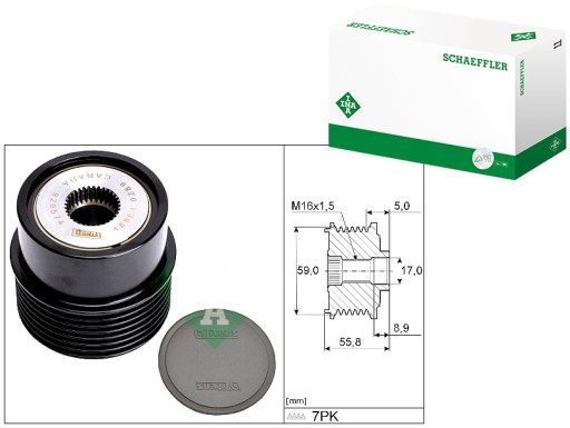 535 0354 - Шків генератора ford transit 2.4d 01.00-05.06 ina