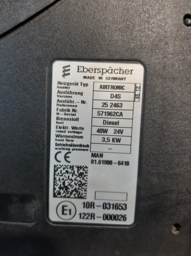 WEBASTO Webasto MAN AIRTRONIC D4S 40W 24V EBERSPACHER