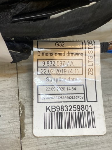 bundle wiring PDC front BMW 6 GT G32 LCI 9832597