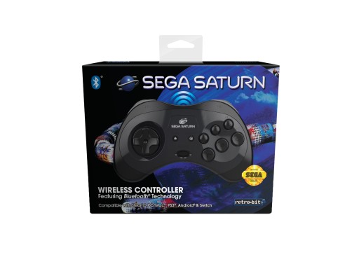 Kontroler Retro-bit Oficiálny čierny ovládač Sega Saturn