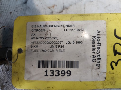 Servo frein CITROEN AX 1.4 B BENDIX
