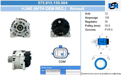 575.915.150.004 - Генератор bv psh генератор переменного тока renault 150a