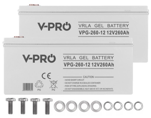 2x гелева батарея 12v 260ah човен кемпер ділянка сонячний конвертер дбж