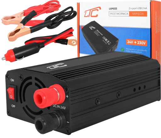 Перетворювач напруги LTC 24V / 230V 300W 2xUSB 2.4 A