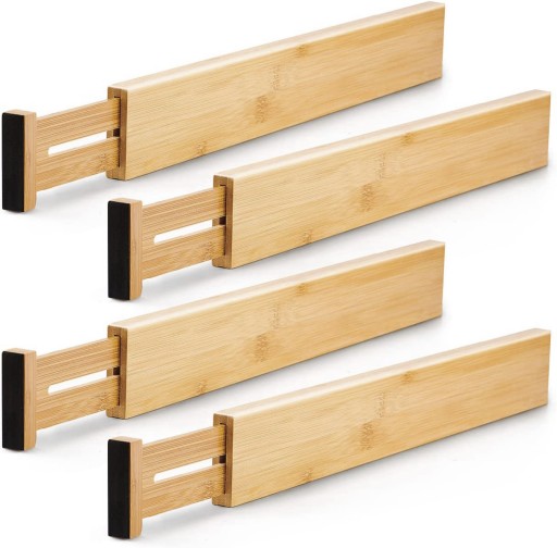 4x Organizer Do Szuflady Szuflad Przegródka Separator Przegrody Bambusowe