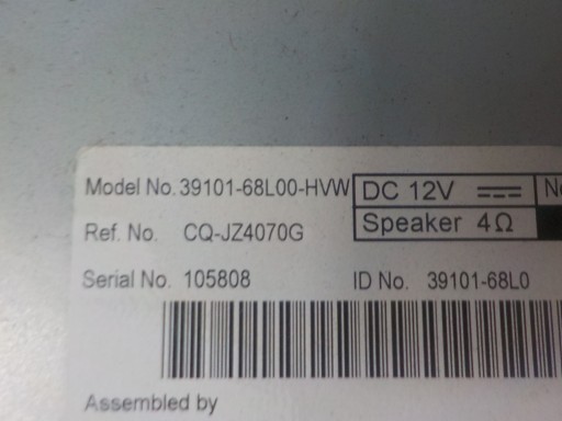 SUZUKI SWIFT V RADIO 39101-68L00-HVW