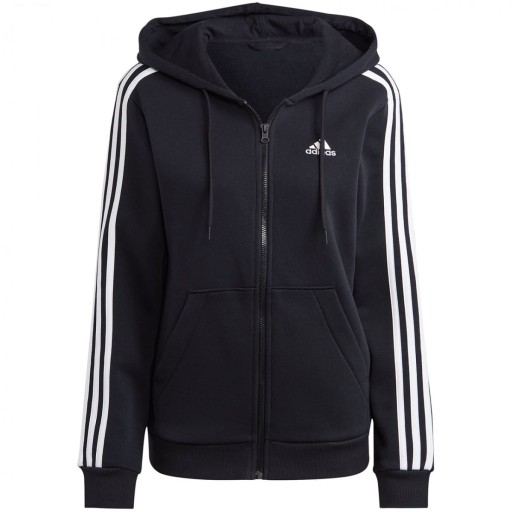 Dámska mikina adidas Essentials 3-Stripes Full-Zip Fleece čierna HZ5743 2XL