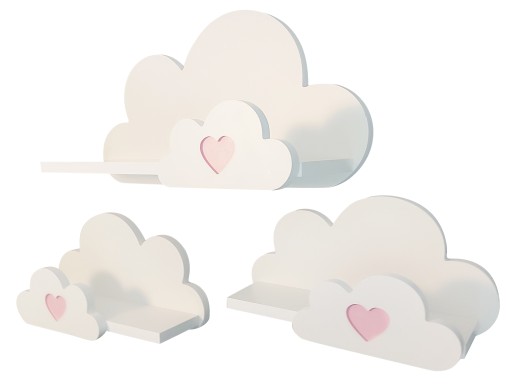 Набір хмарних полиць з сердечками 3 шт