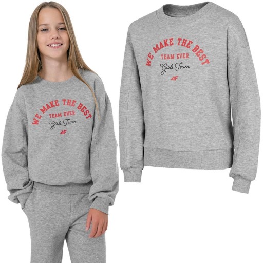 Дитячий світшот 4F розмір 146 довгий рукав сірий