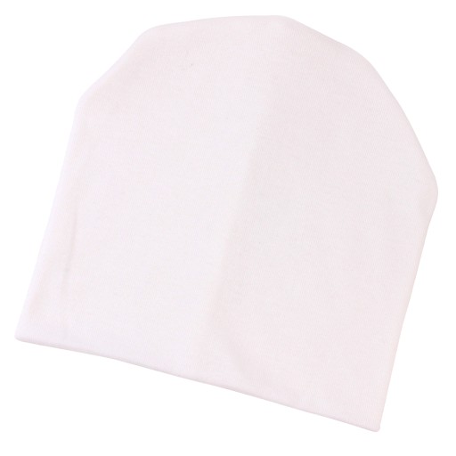 Urocza czapka dla malucha z miękkiej dzianiny w kolorze białym, zgodnie z opisem w kolorze białym