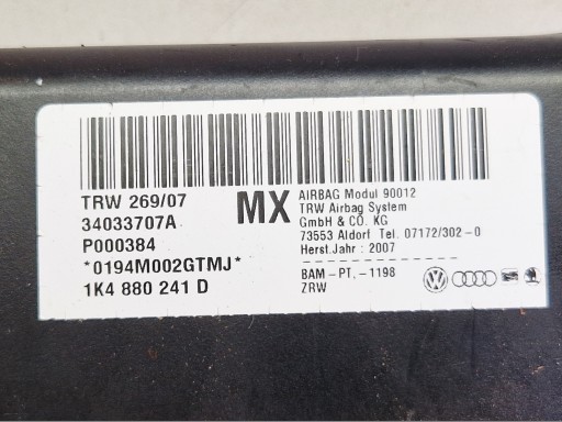 VW GOLF V 5 airbag airbag seat driver´s left 1K4880241D