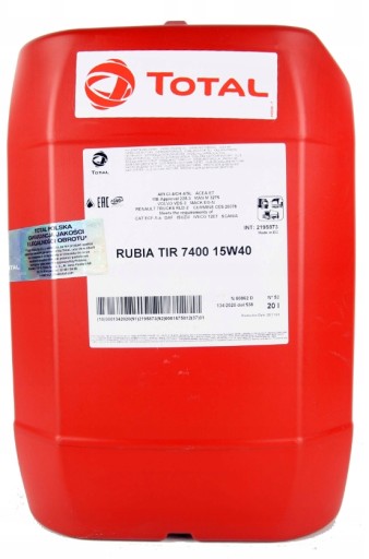 TOTAL RUBIA TIR МОТОРНЕ МАСЛО 7400 15W40 E7 20л