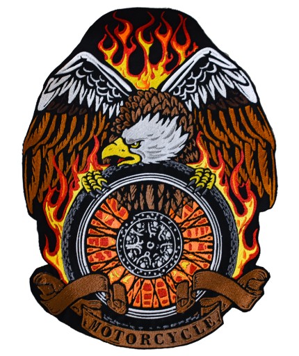 Вышивка Орел мотоцикл патч вышивка 40 см