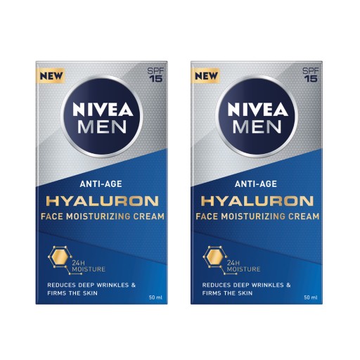 NIVEA MEN HUALURON Krém proti vráskam s filtrom SPF15 samec 50ml x2