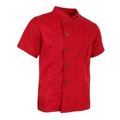 Pevné kuchárske bundy s krátkym rukávom Uniform Food Service Work Červená 3XL