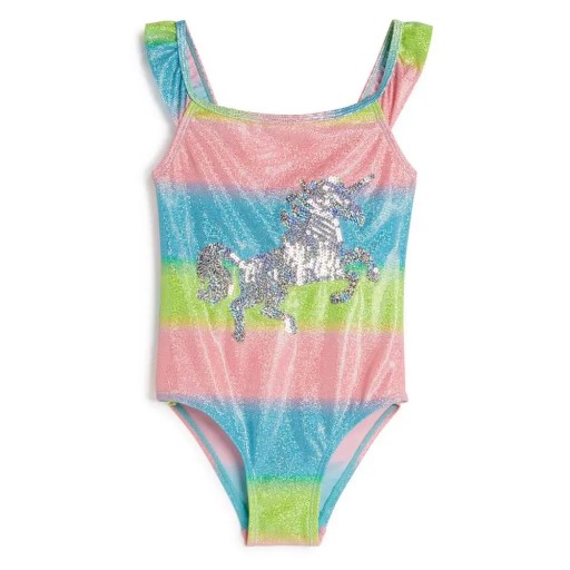 Unicorn Sequins Detské detské plavky Rainbow Pri