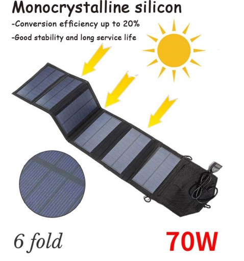 2 - Сонячна панель портативний складаний 70W 5V USB з RU