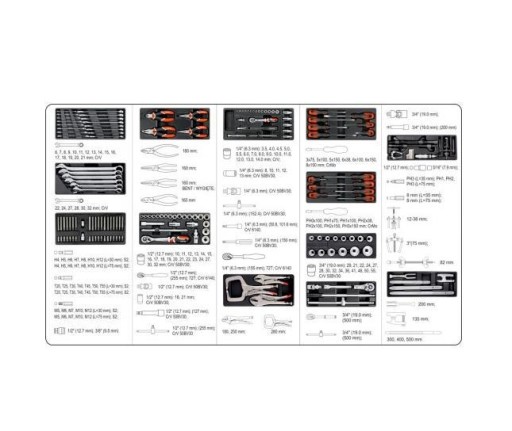 Шкаф для мастерской 7-ящики + инструменты 165 el.
