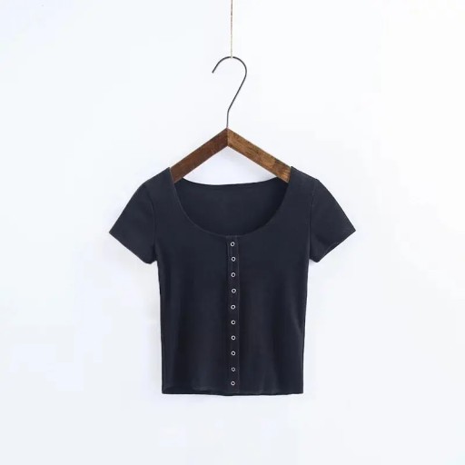 Ženy Tshirt Dark Single-row Cotton Short Style