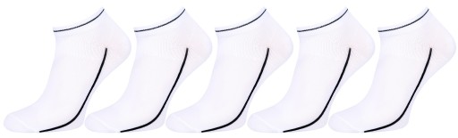 5 x Biele ponožky s čiernym prúžkom 43-46 EU