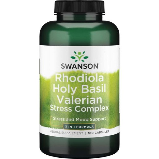 Swanson Rhodiola Holy Basil Valerian stres 180 kap