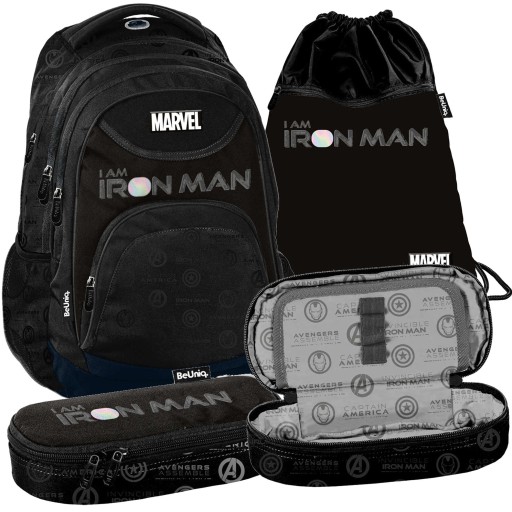 Рюкзак шкільний багатокамерний Paso чорний, Різнокольоровий 21 л