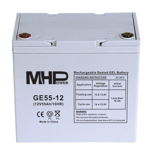 Гелевая батарея mhpower ge55-12, 12 в/55 ач, клемма t1–m6, глубокий цикл