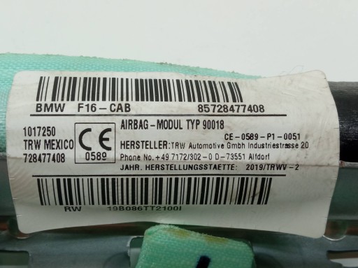 dachvorhang airbag rechts 7284774 Bmw X6 II (2014-2019) F16