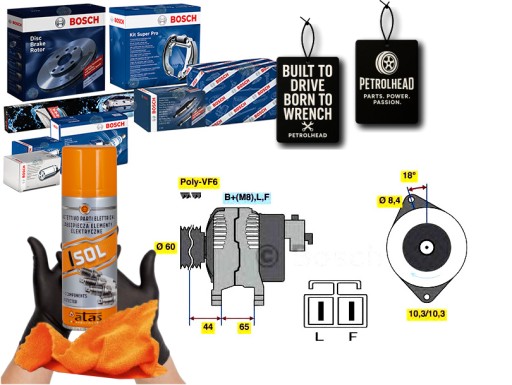 BOS0 986 - Генератор opel astra 1.7cdti bosch #petrolhead pro+ kit4