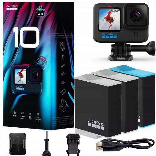 Športová kamera GoPro HERO10 4K UHD + 2x Originálna Enduro batéria 1720