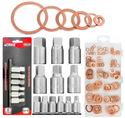 КОМПЛЕКТ ГНІЗДОВ МАСЛЯНОЇ КРИШКИ З МІДНИМИ ШАЙБАМИ