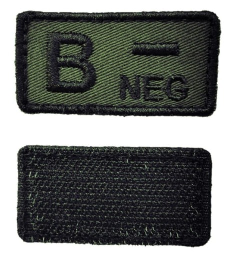 Значок на липучці Група крові B - негативно-оливковий