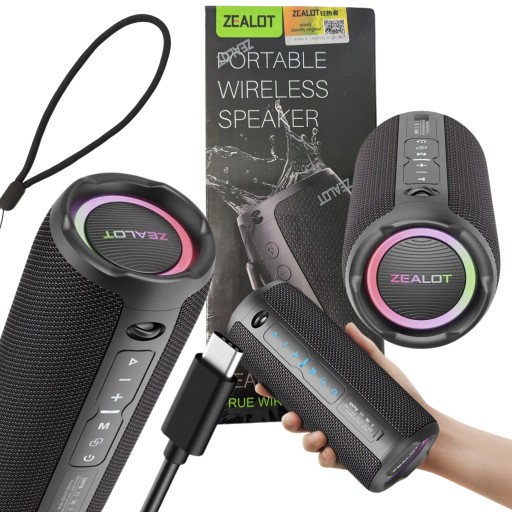 Głośnik Bluetooth ZEALOT S49 Pro 20W IPX6 RGB TWS BT 5.2 USB AUX ...
