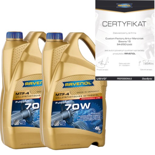 Ravenol mtf-4 70w 8л - трансмиссионное масло vw g 052 549 a2