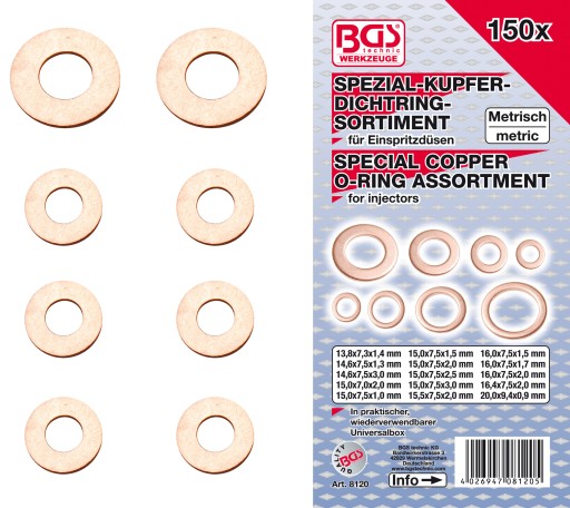 НАБОР ШАЙБ ИНЖЕКТОРА 13.8-20MM 150PCS