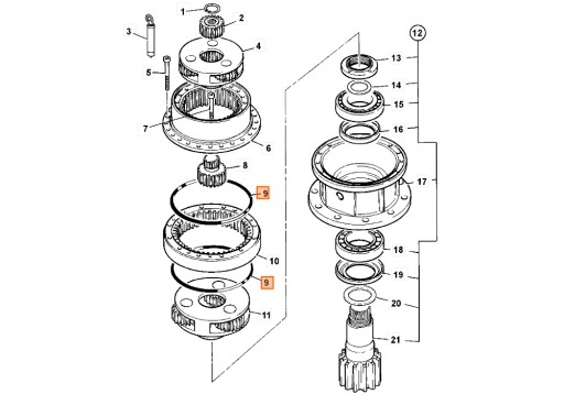 ОРІНГ ШЕСТЕРНІ ОБЕРТАННЯ 05/903840 JCB JS330 JS240