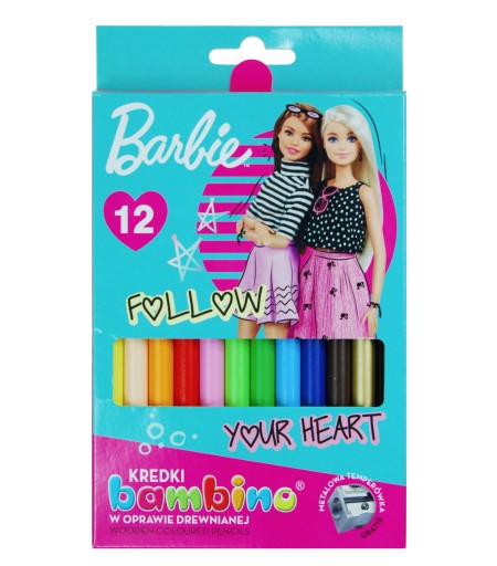 Pastelky v drevenom prevedení 12 farieb Barbie Bambino