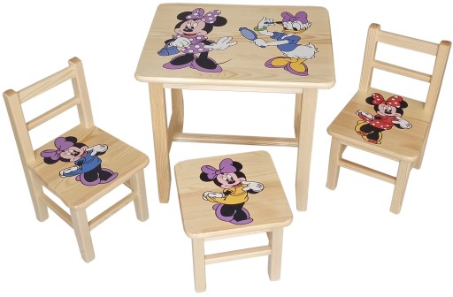 СТІЛ ДЕРЕВ'ЯНИЙ ЗІ СТІЛЬЦЯМИ ДИТЯЧИМИ ВІЗЕРУНКАМИ