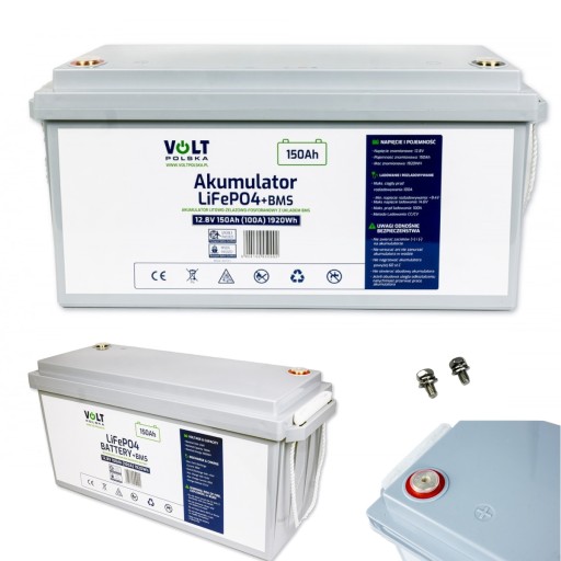 Литиевая батарея lifepo4 12,8 в 150 ач, свет bms 100 а, не требует обслуживания