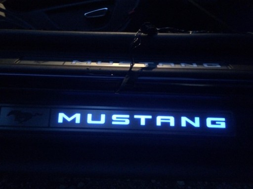 FR3Z-63132A08-AA - Mustang DOOR SILL PLATES Charcoal Black Illuminated