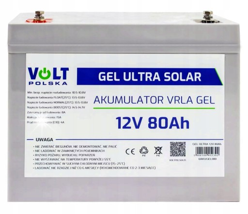 Гелевая батарея volt polska vpro 80ah, инверторный преобразователь ибп