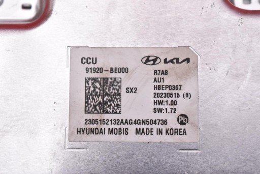 Unité de contrôle Module CCU 91920-BE000 HYUNDAI KONA 2 II 1.0 T-GDI 120 KM 23-25