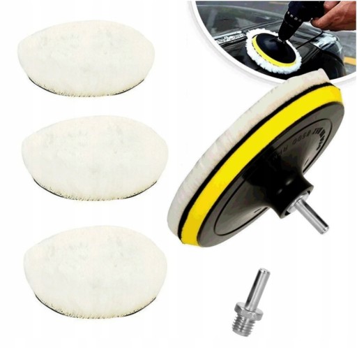 МЕХОВЫЕ ПОЛИРОВАЛЬНЫЕ НАКЛАДКИ С АДАПТЕРОМ ДЛЯ ДРЕЛИ