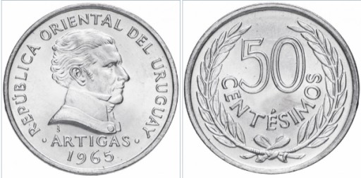 Urugwaj 1965 50 CENTÉSIMOS.#45.ARTIGAS_8299